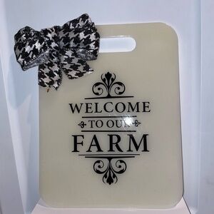 Welcome to Our Farm Cutting Board Wall Decor with Bow